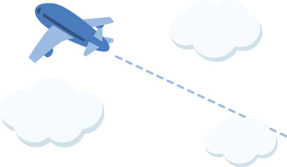 空をジェットで飛ぶ上から見下ろした飛行機のイラスト