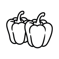Two bell peppers outline drawing simple black and white