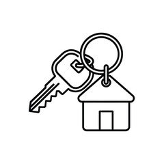 House key and keychain with house symbol