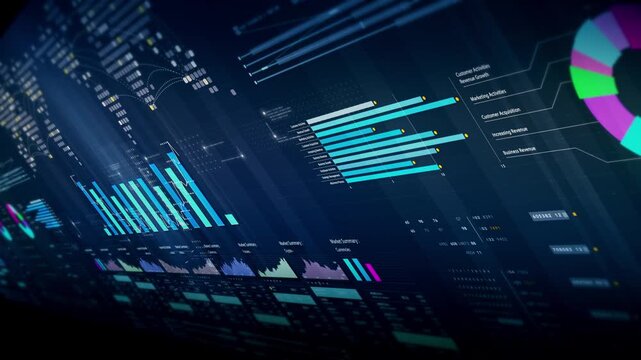 Dynamic data visuals for business info graphics, animated charts, and data-driven insights for a business meeting mock-up. Explore the world of trading, stock exchanges, and crypto