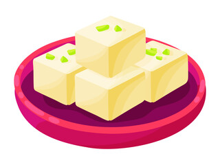 Delicious Burfi Indian Sweets Illustration
