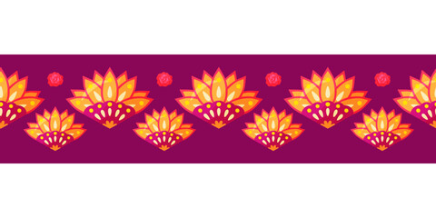 Diwali Seamless Border with Abstract Indian Ornament