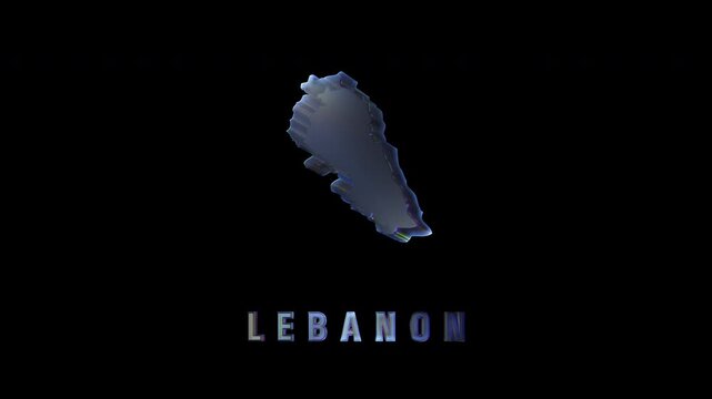 Rotating hologram of lebanon map on black background