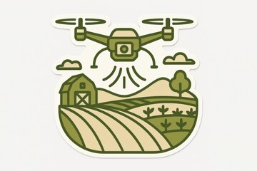Drone technology revolutionizing agriculture as it hovers over green farmland featuring a charming barn and rolling hills illustrating modern farming practices in a sustainable future