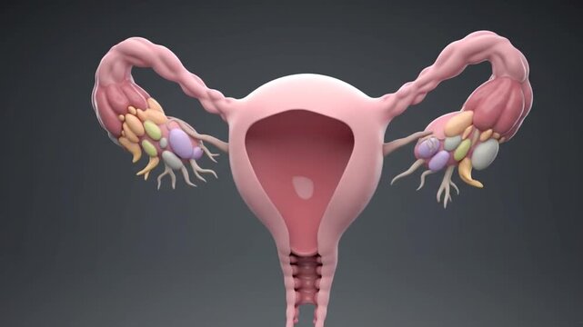 Uterus, Fallopian Tubes, and Ovaries Anatomy Diagram for Medical Illustration