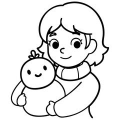 A sweet image of a young boy and a little girl with her teddy bear, sitting close together