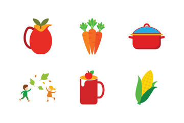 Set of thanksgiving elements bundle. 