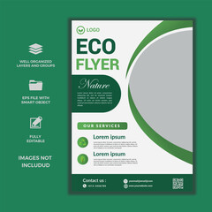 Eco and Nature Flyer Design, Environment Awareness Poster,  Recycle and Green Template