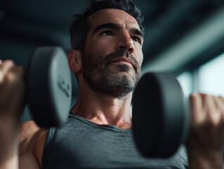 young man lifting weights