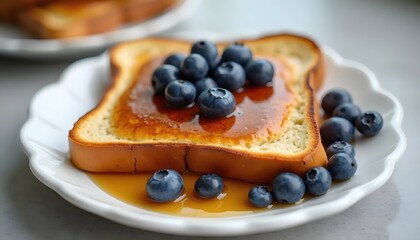 Balanced Diet Concept with Blueberry Toast and Butter Syrup