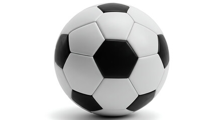 Fototapeta premium A classic soccer ball featuring a black and white geometric pattern, perfectly isolated on a white background.