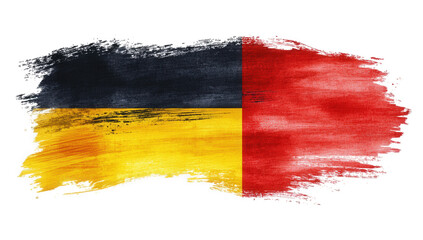 Obraz premium Abstract brush stroke paint representing german and ukrainian flags isolated on transparent background