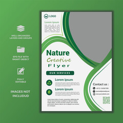 Eco and Nature Flyer Design, Environment Awareness Poster,  Recycle and Green Template