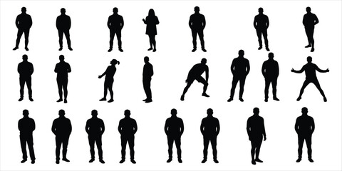 Assortment of Black Human Silhouettes in Static Poses people woman