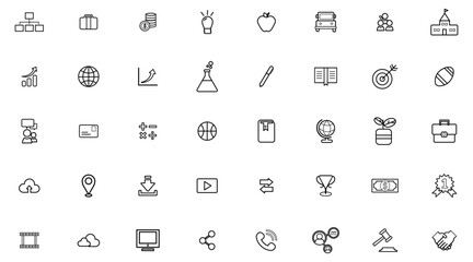 Business education and technology icons set vector design for presentation and web design elements