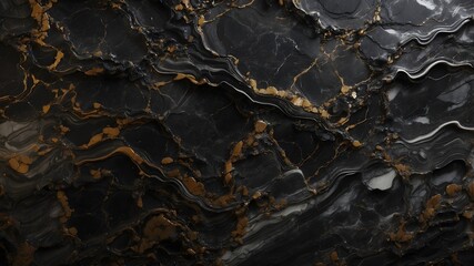Fototapeta premium Luxury black marble texture with elegant gold veins abstract background design 
