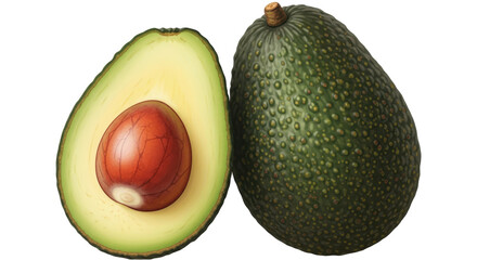 Isolated avocado with half