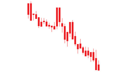 Red stock market candlestick chart pattern down trend transparent background