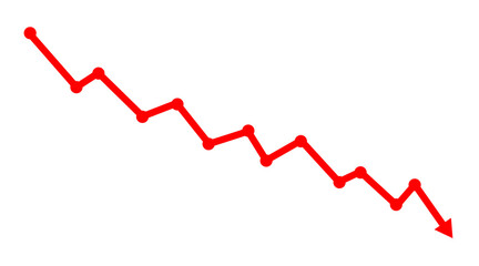 Red downward trending graph png transparent background