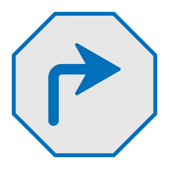 Blue right directional arrow sign isolated on transparent background