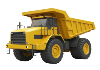 Isolated Heavy-duty dump truck with tipping body, industrial equipment for building work