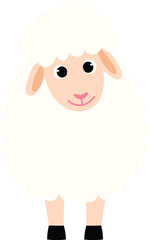 White Fluffy Sheep Cartoon, Funny Sheep Livestock, Farm Animal with Fluffy Wool, Nursery Sheep Character illustration