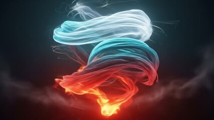 Dynamic interplay of fire, water, and air creating a mesmerizing abstract vortex with vibrant