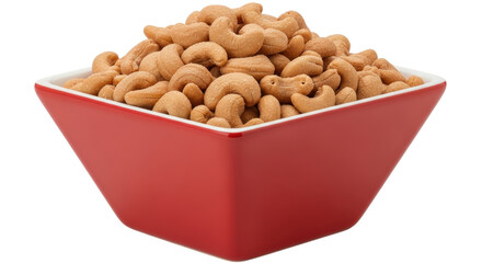 Isolated Cashew Nuts in Red Bowl