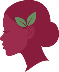 Elegant silhouette woman profile thoughtful mind organic growth beauty vector