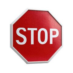 Red Octagonal Stop Sign with White Text on Isolated Background