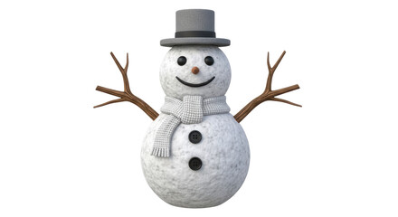 Isolated Snowman with Hat and Scarf