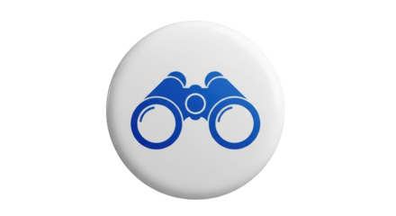 Isolated Blue Binoculars Icon on White Button