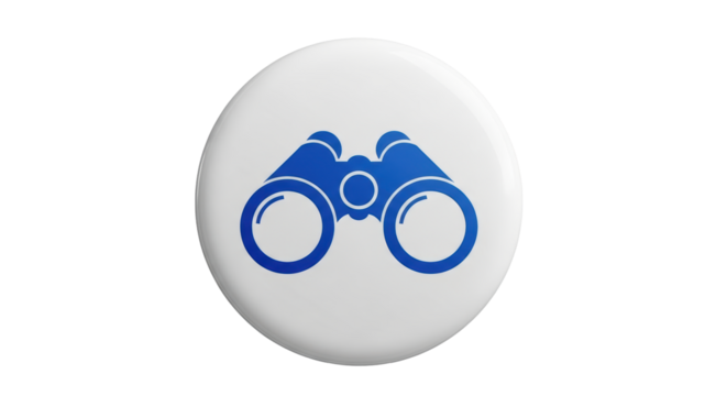 Isolated Blue Binoculars Icon on White Button
