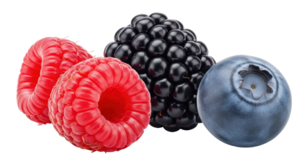 Isolated Mixed Berries on White Background