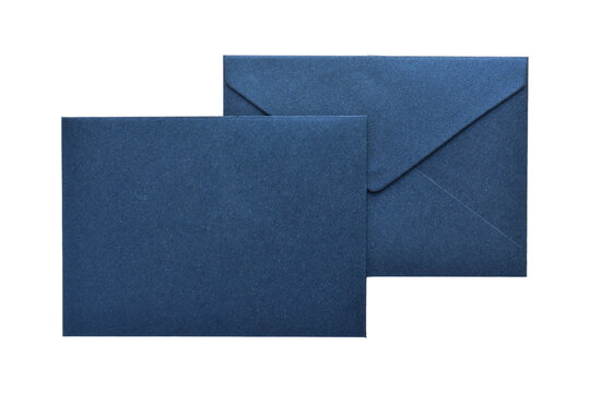 Elegant dark blue paper envelope isolated on the white background