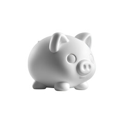 White Ceramic Piggy Bank Isolated on Transparent Background