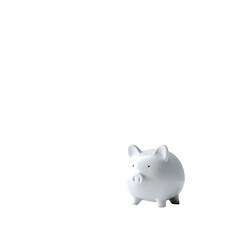 White Piggy Bank on a Minimalist Background for Financial Planning