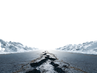 Damaged road texture with white background