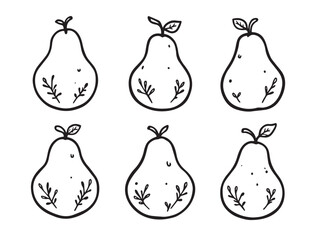 Pear Fruit Botanical Line Sketch