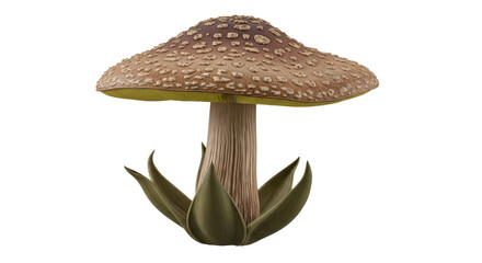 Isolated Mushroom with Leaf Base