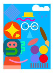 Colorful abstract geometric composition in modern art style