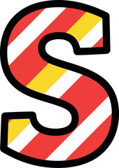 Striped candy letter s festive fun holiday celebration alphabet character vector
