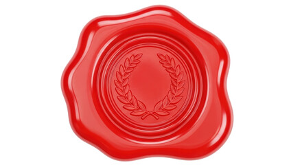 Isolated Red Wax Seal with Laurel Wreath