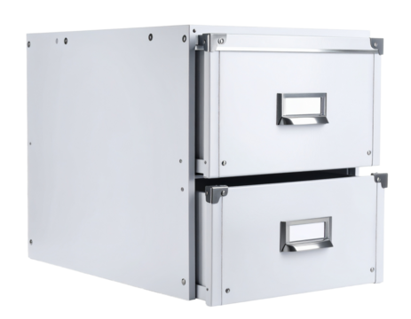 File storage box isolated on white background, with handle