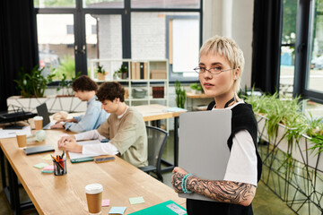 Youth collaborated creatively in a focused modern office environment