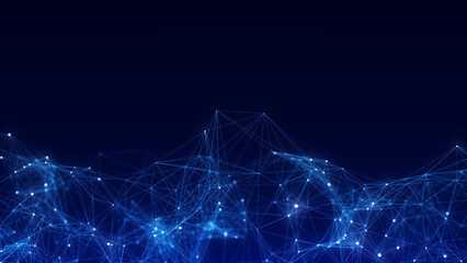 Global network connections. Abstract neural networks cyberspace. Futuristic grid artificial intelligence. Technology cyber dynamic. 3D rendering.