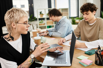 Collaborative workspace where youth engage in productive teamwork and innovative projects