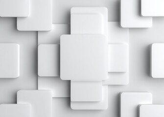 Abstract geometric pattern of overlapping white rounded rectangles creating a clean and modern minimalist background