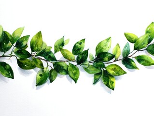 watercolor painting garland leaves white background