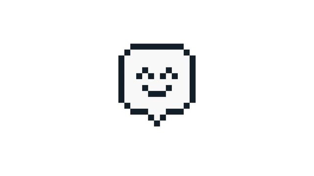 Cute 4K Pixel Art Animation of a Laughing Emoji Inside a Speech Bubble. Animated Happy, Joyful and Positive Communication Concept Looping Video